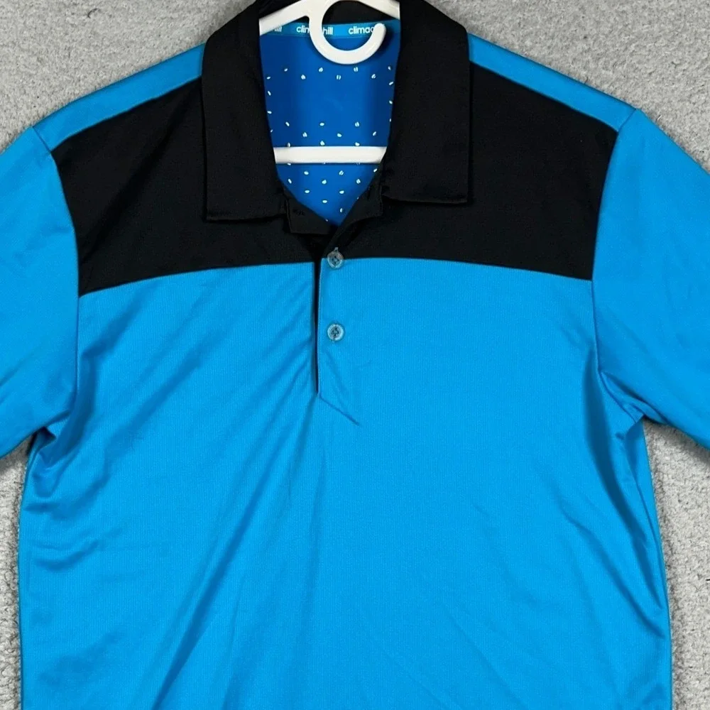 Adidas Polo Shirt Mens Small Blue Climachill Golf Colorblock Performance Rugby